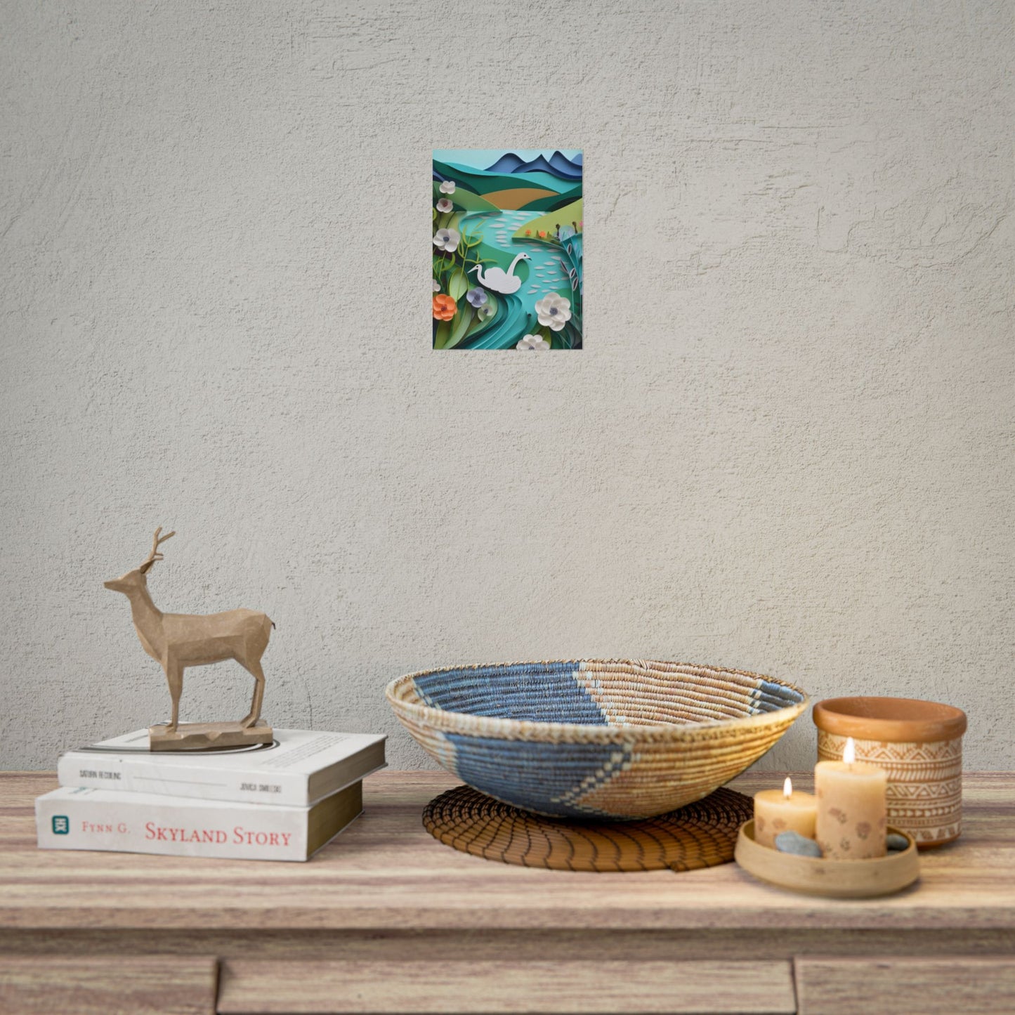 Vibrant Paper Quilling Island: A Beautiful Tropical Landscape - Poster