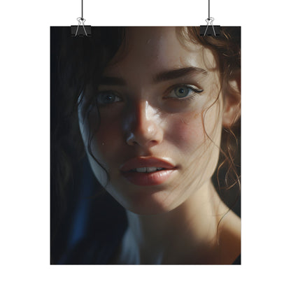 Smiling Portrait of a Woman: Close-Up Art - Poster
