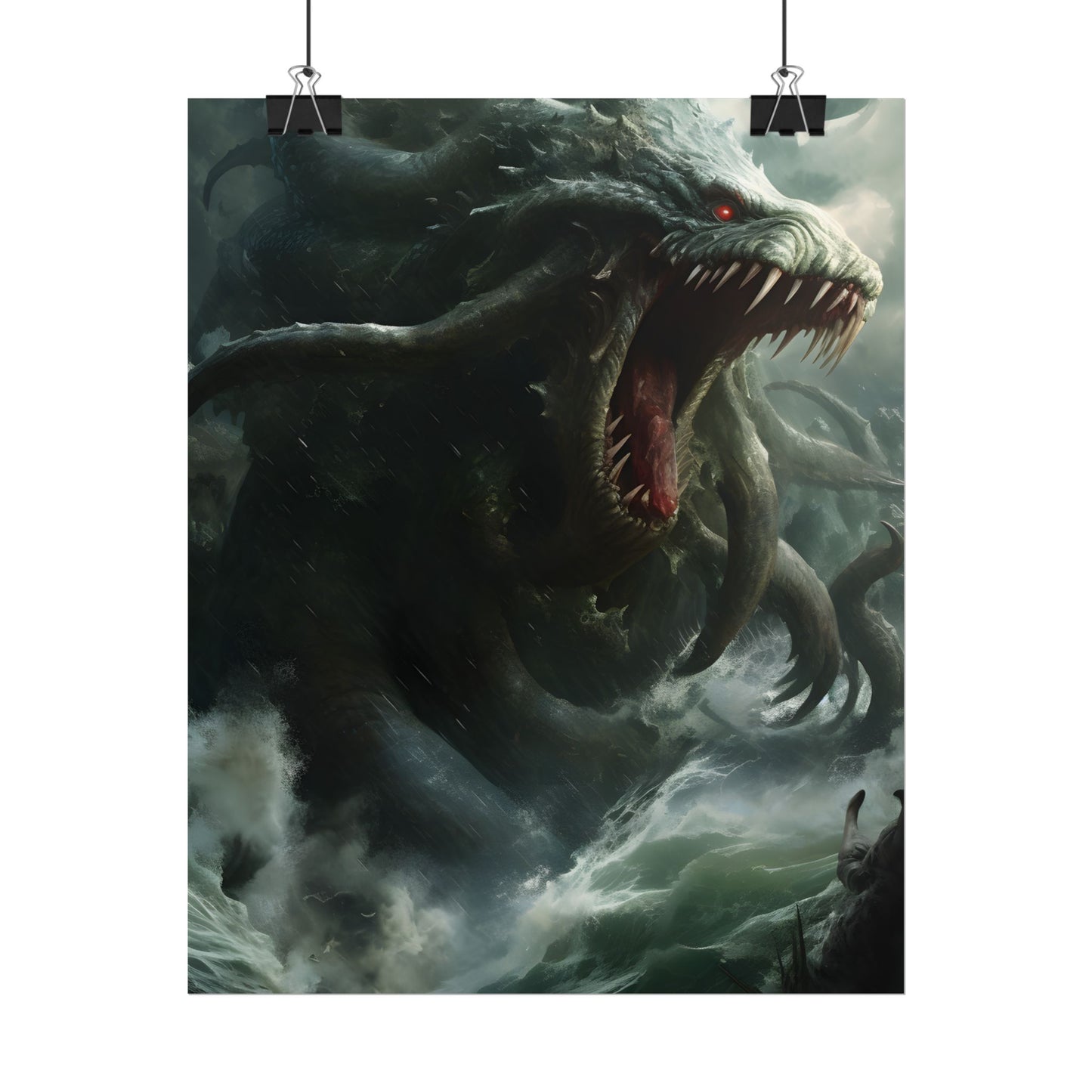 Mythic Ocean Terror: Ancient Sea Monster with Six Tentacles - Poster