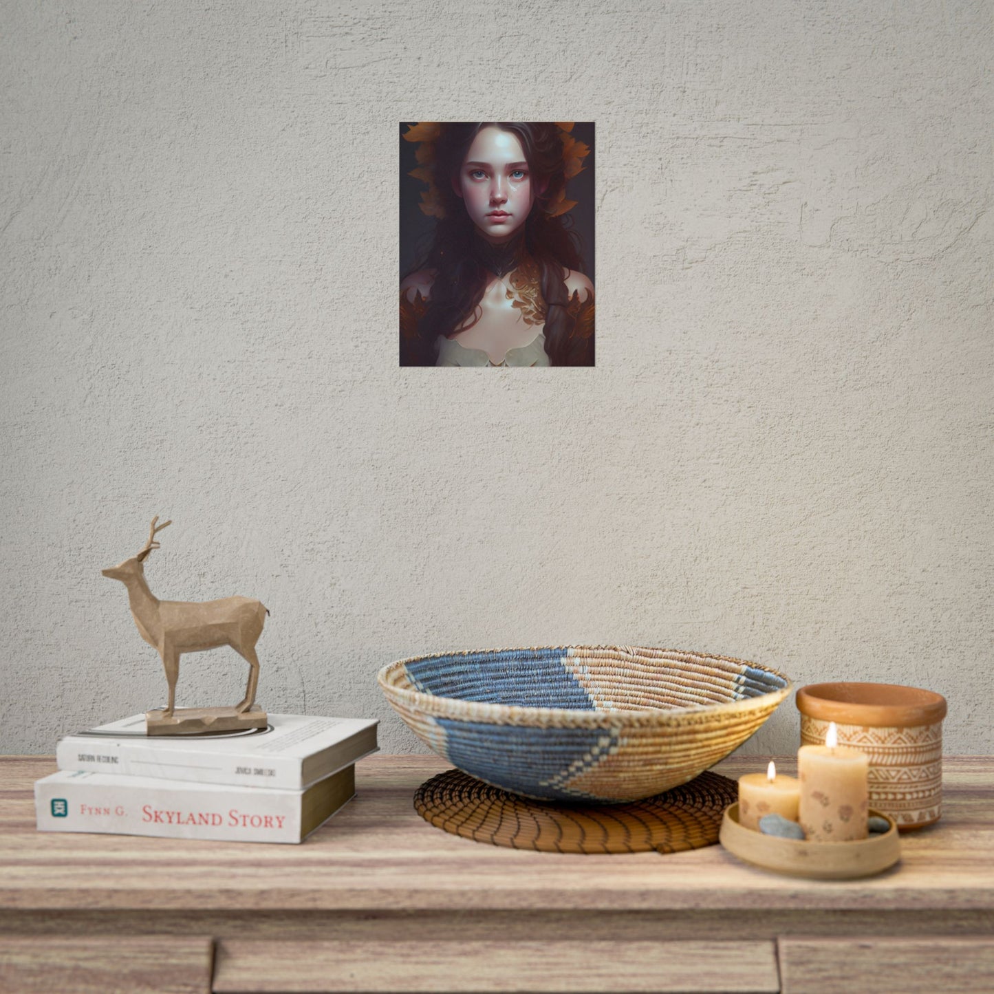 Brown Hair Female Portrait: Artistic Style Digital Art - Poster