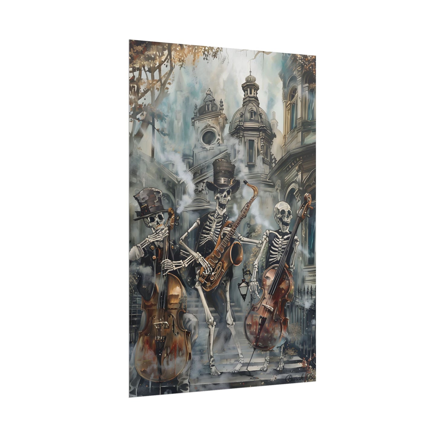 Victorian Lowbrow Jazz: Skeleton Band in Artistic Swing - Poster