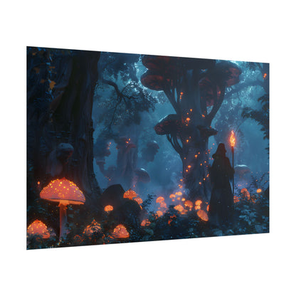 Mystical Forest Encounter: Vibrant Witch Artwork - Poster