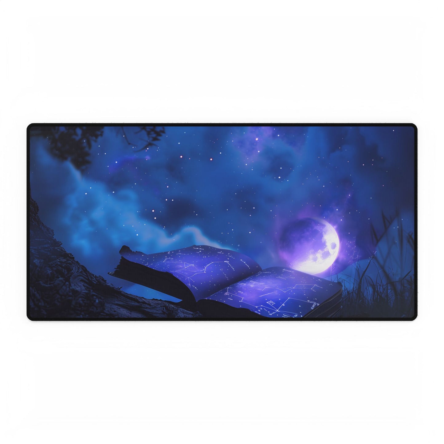 Starry Night Sky: Tranquil Celestial Scene - Desk Mat