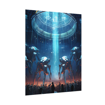 Vibrant Robot Symphony: A Harmonious Blend of Human and Robotic Musicians - Poster