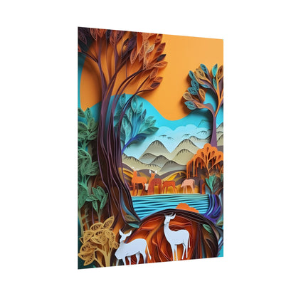 Vibrant African Landscape: Eye-Catching Paper Quilling Art - Poster