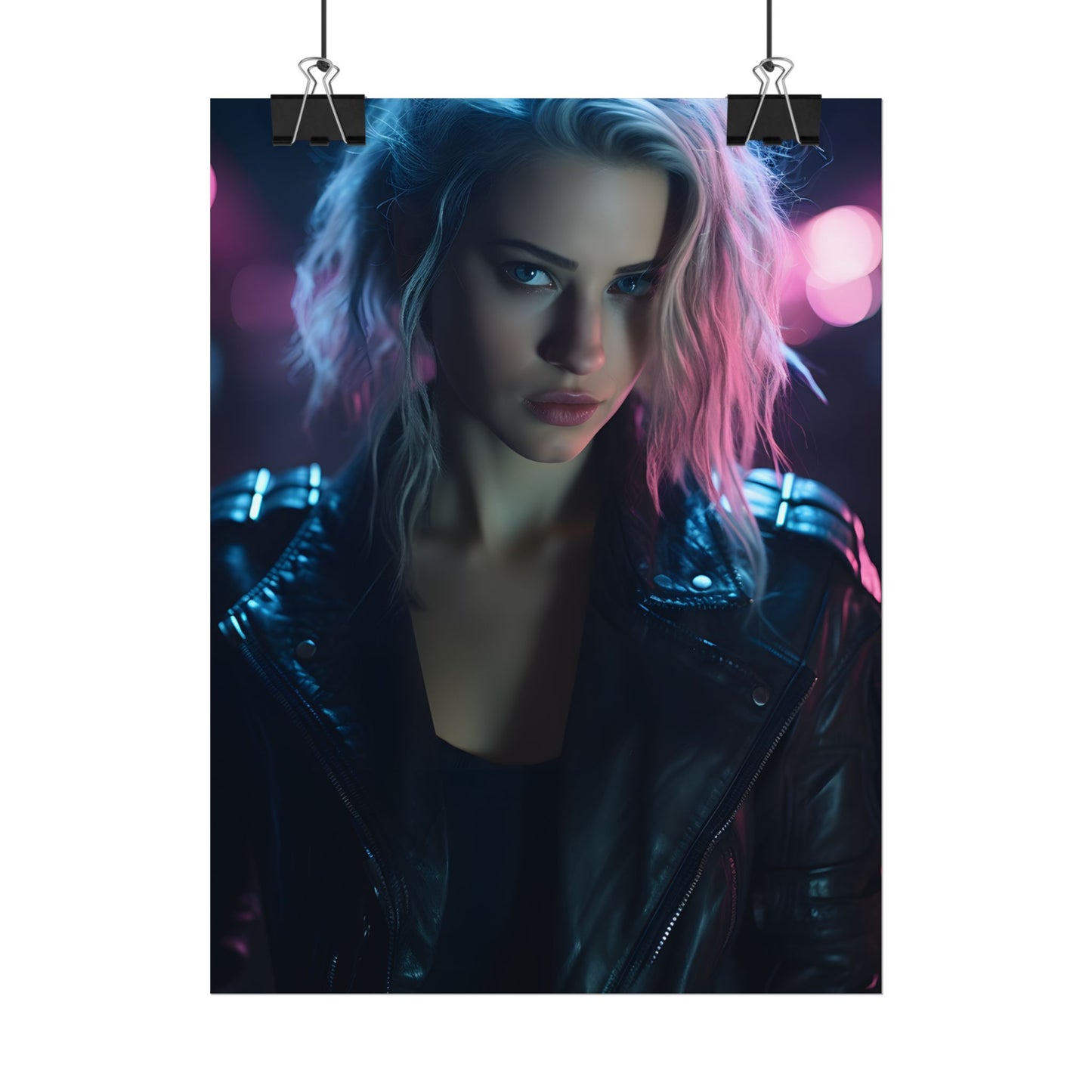 Cyberpunk Teen: Moody Expression Digital Art - Poster