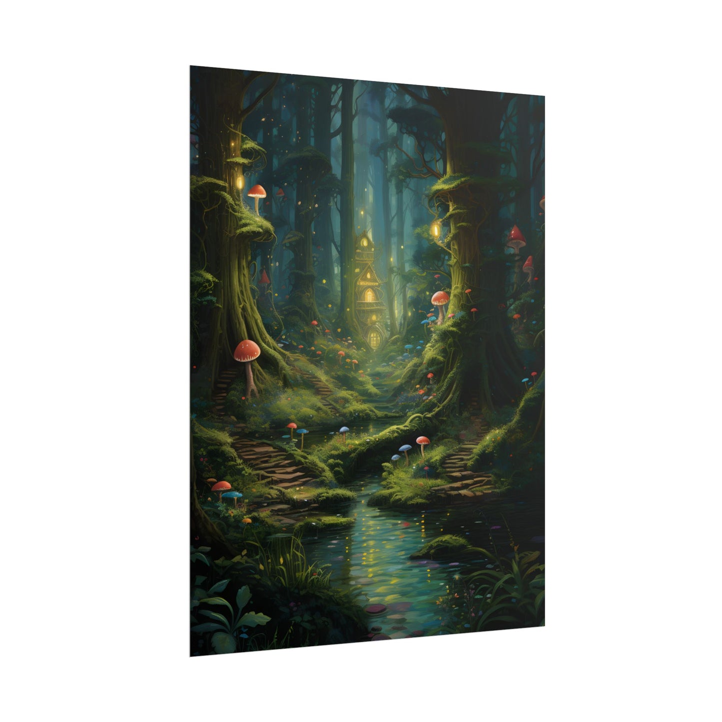 Enchanted Forest: Grimm's Fairy Tale Characters in Serene Woods - Poster