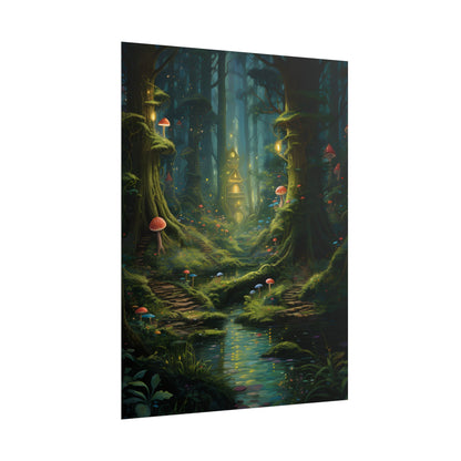 Enchanted Forest: Grimm's Fairy Tale Characters in Serene Woods - Poster