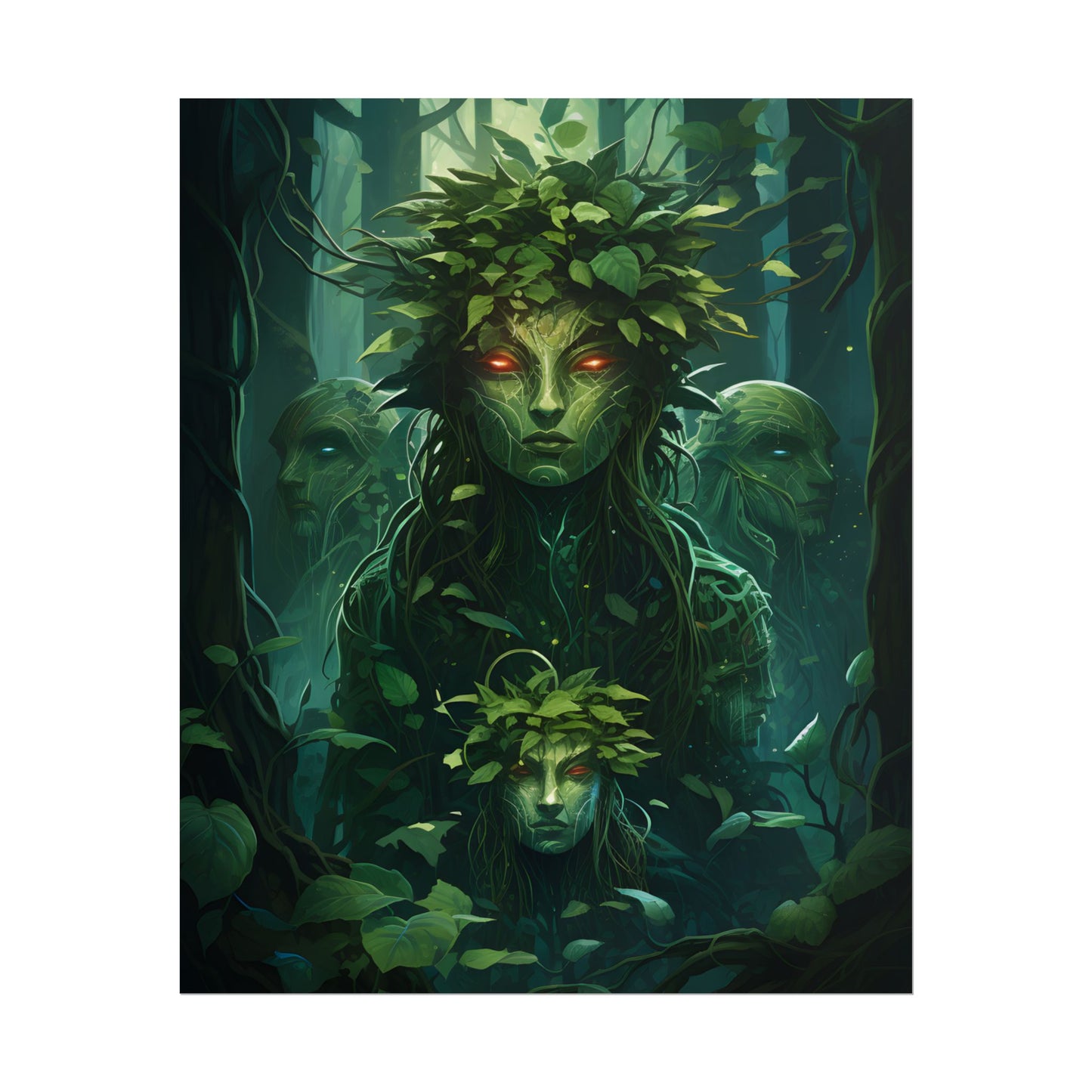 Mystical Forest Guardians: Serene Ancient Tree Spirits - Poster