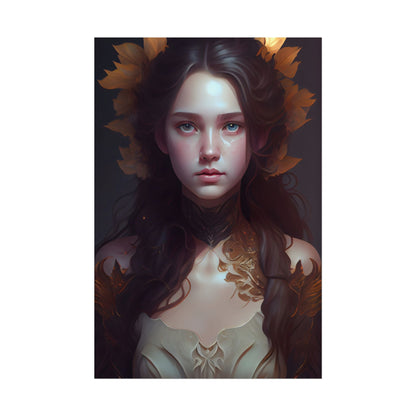 Brown Hair Female Portrait: Artistic Style Digital Art - Poster