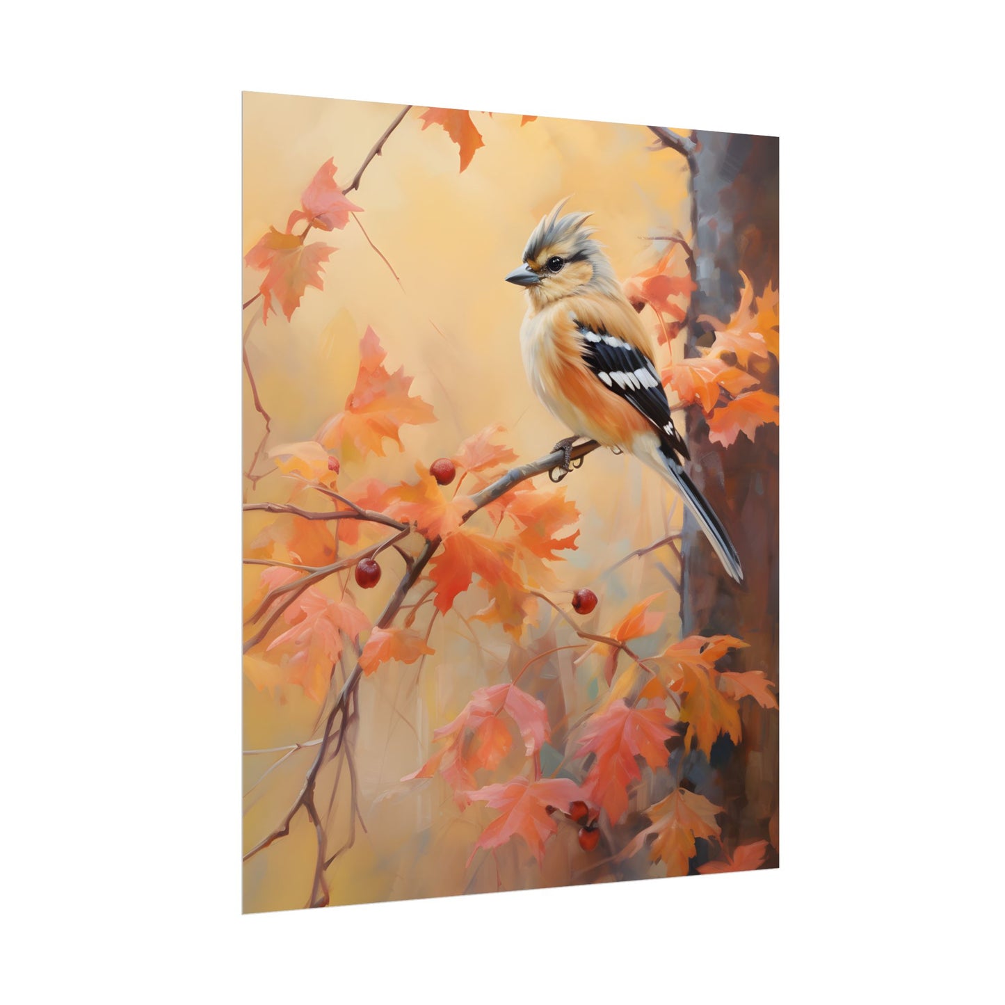 Vibrant Autumn Oak: Realistic Oil Painting - Poster