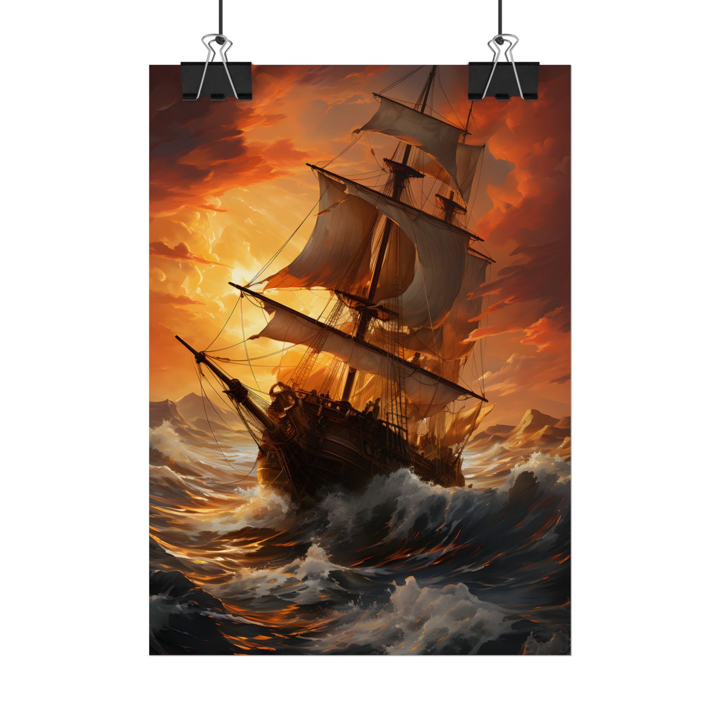 Breathtaking Ship in Realistic Oil Painting: Seafaring Artwork - Poster
