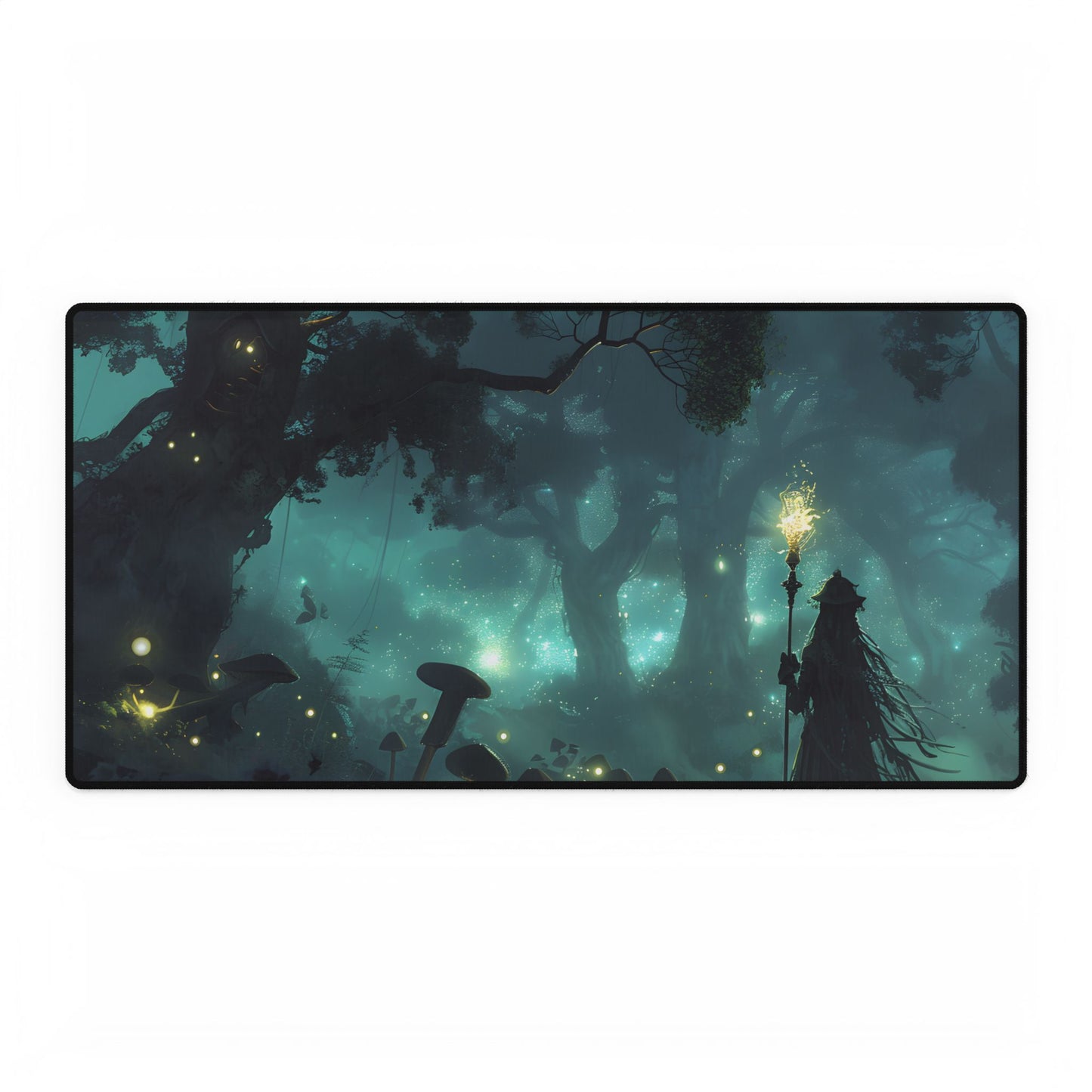Mystical Forest Sanctuary: Ancient Secrets Revealed - Desk Mat