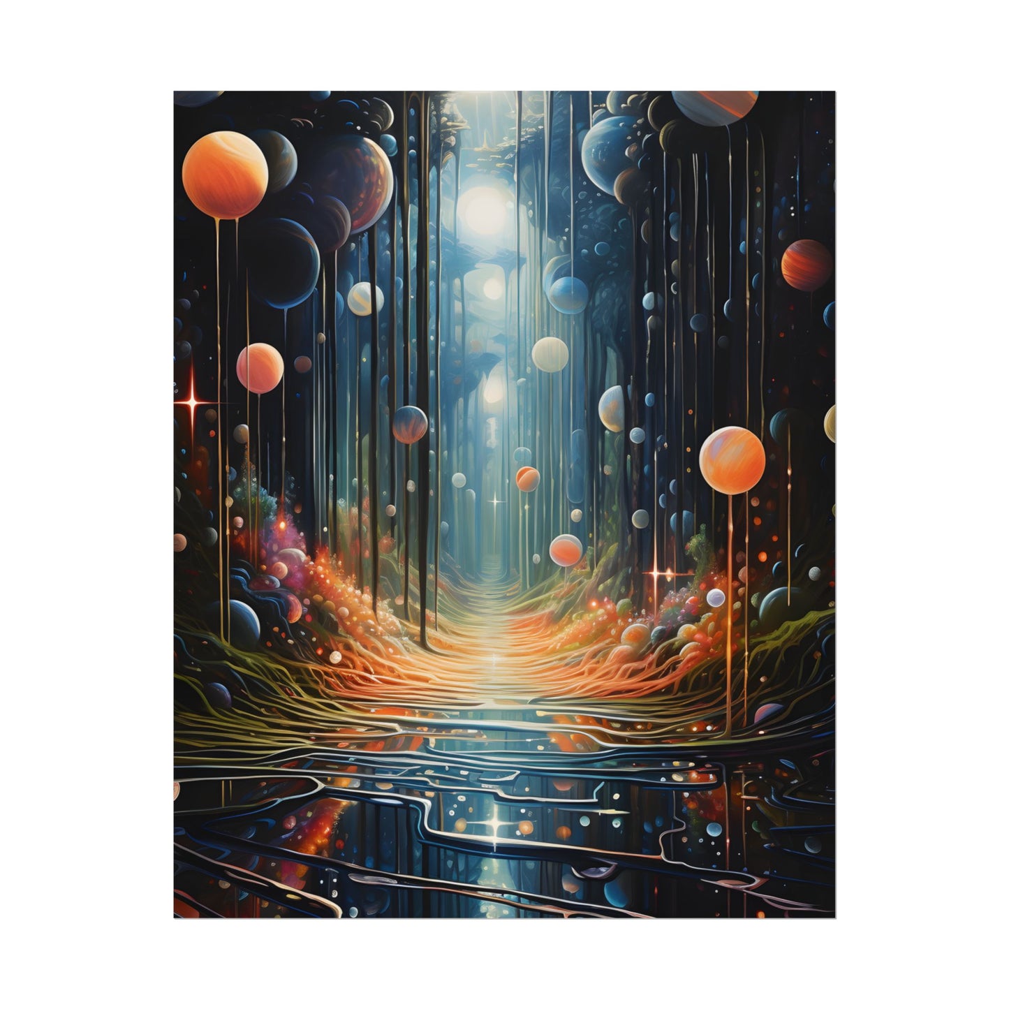 Vibrant Celestial Art Gallery: Otherworldly Landscape - Poster