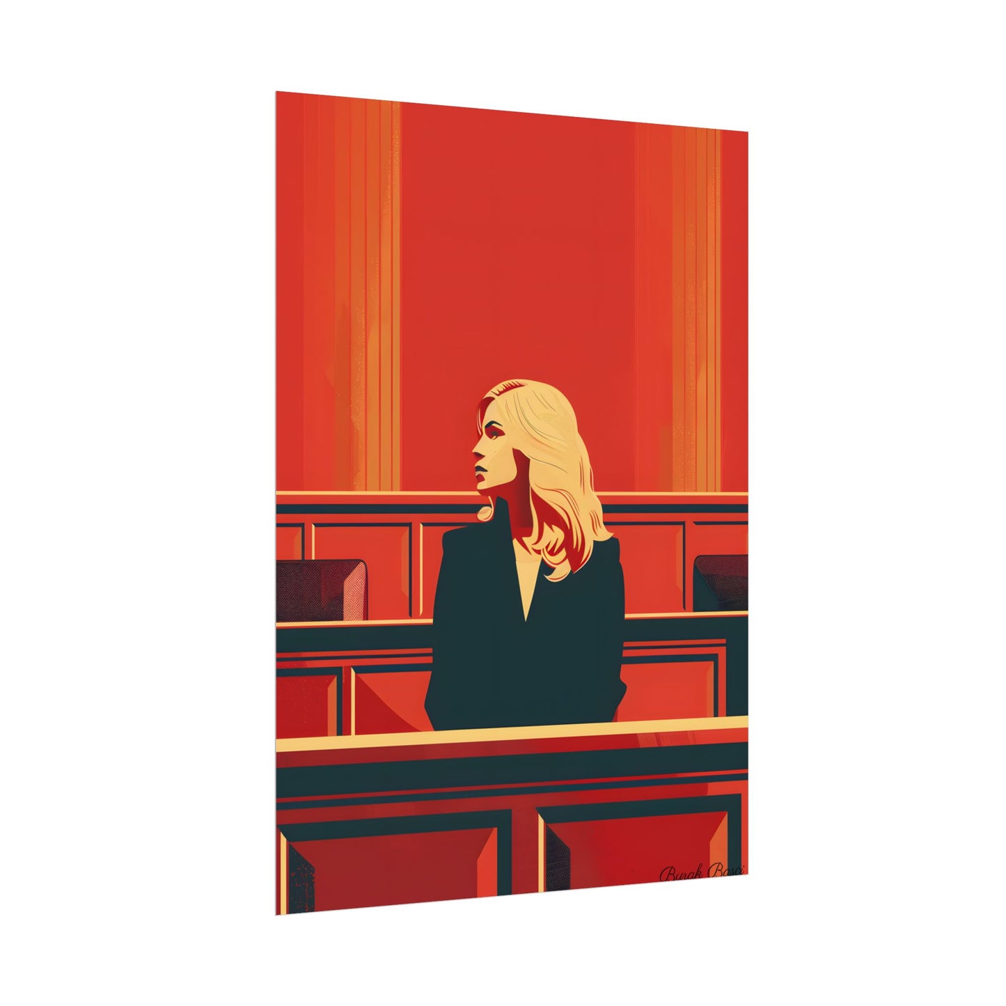 Elegant Woman in White: Modern Art Portrait - Poster