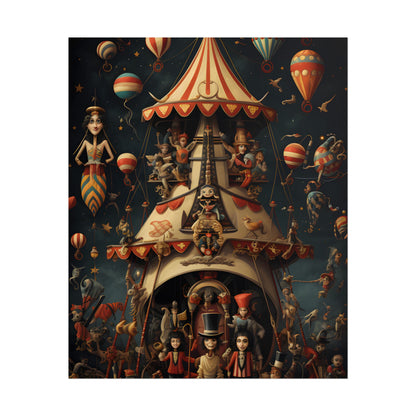 Whimsical Clockwork Circus: Fantastical Artwork in Vibrant Colors - Poster