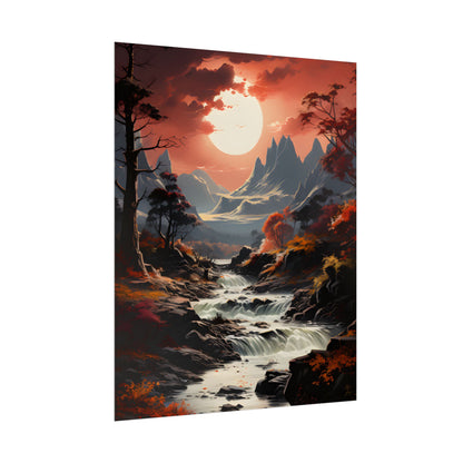 Breathtaking Waterfall Oil Painting: A Realistic Artwork - Poster