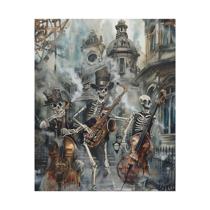 Victorian Lowbrow Jazz: Skeleton Band in Artistic Swing - Poster