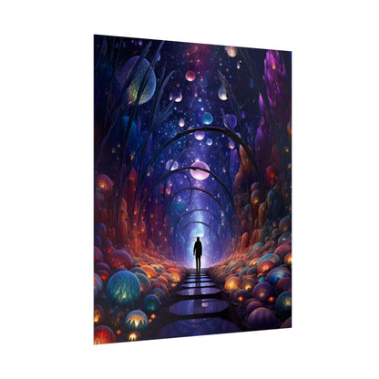 Celestial Art Gallery: Indoor Space with Starry Canvas - Poster