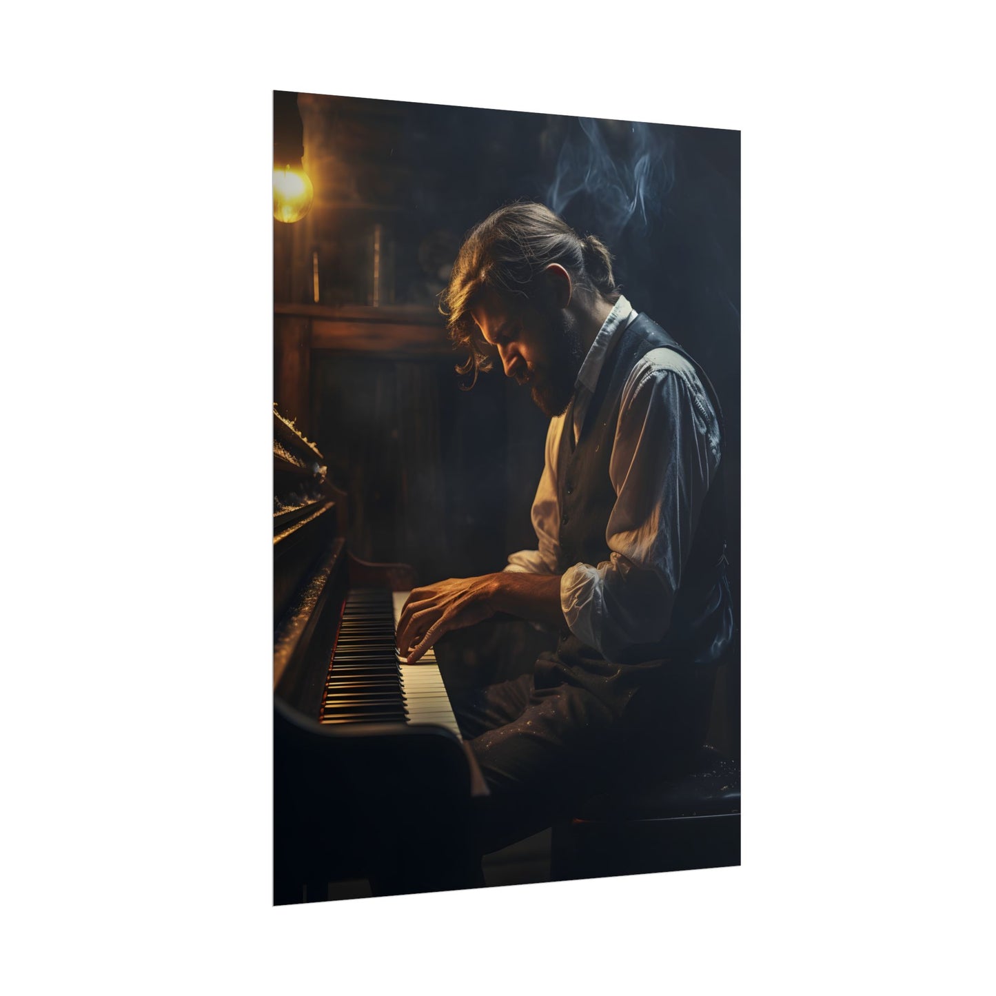 Mysterious Piano Maestro: Musical Artwork - Poster