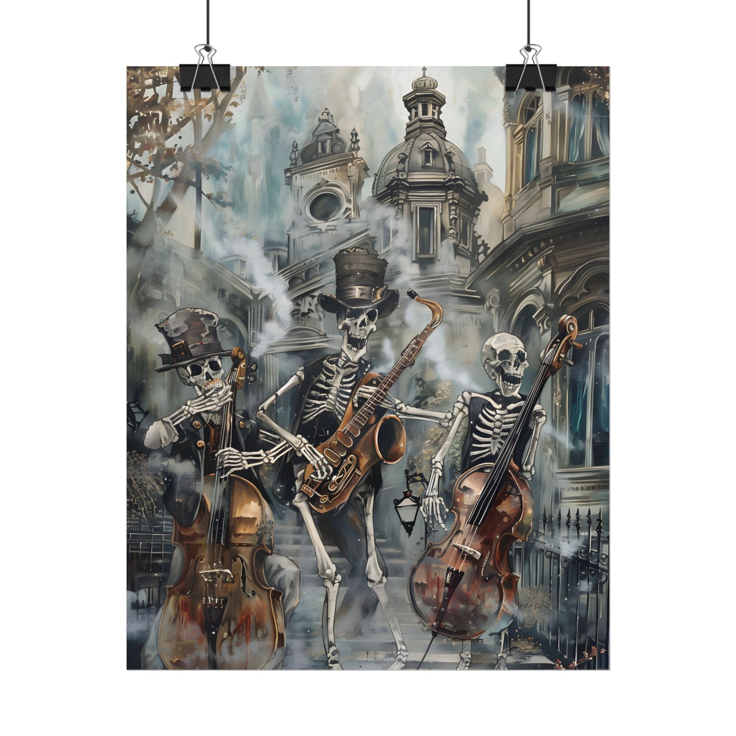 Victorian Lowbrow Jazz: Skeleton Band in Artistic Swing - Poster
