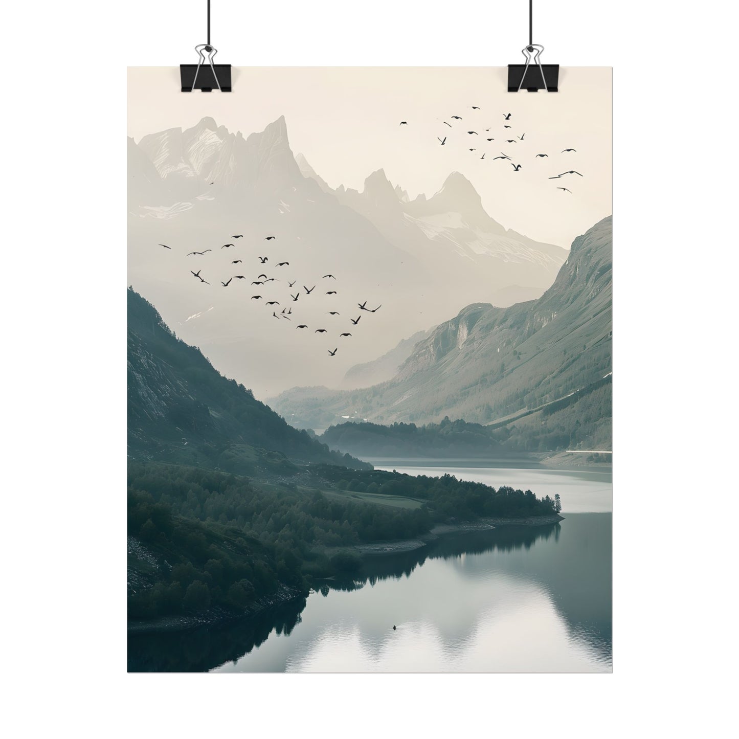 Serene Mountain Lake: A Peaceful Nature Artwork - Poster
