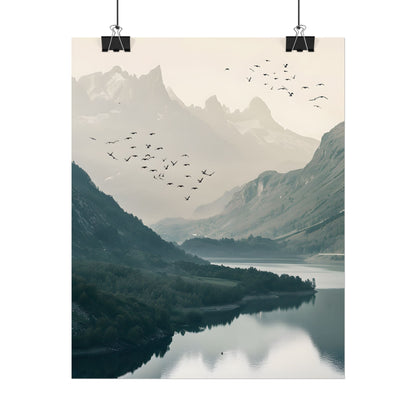 Serene Mountain Lake: A Peaceful Nature Artwork - Poster