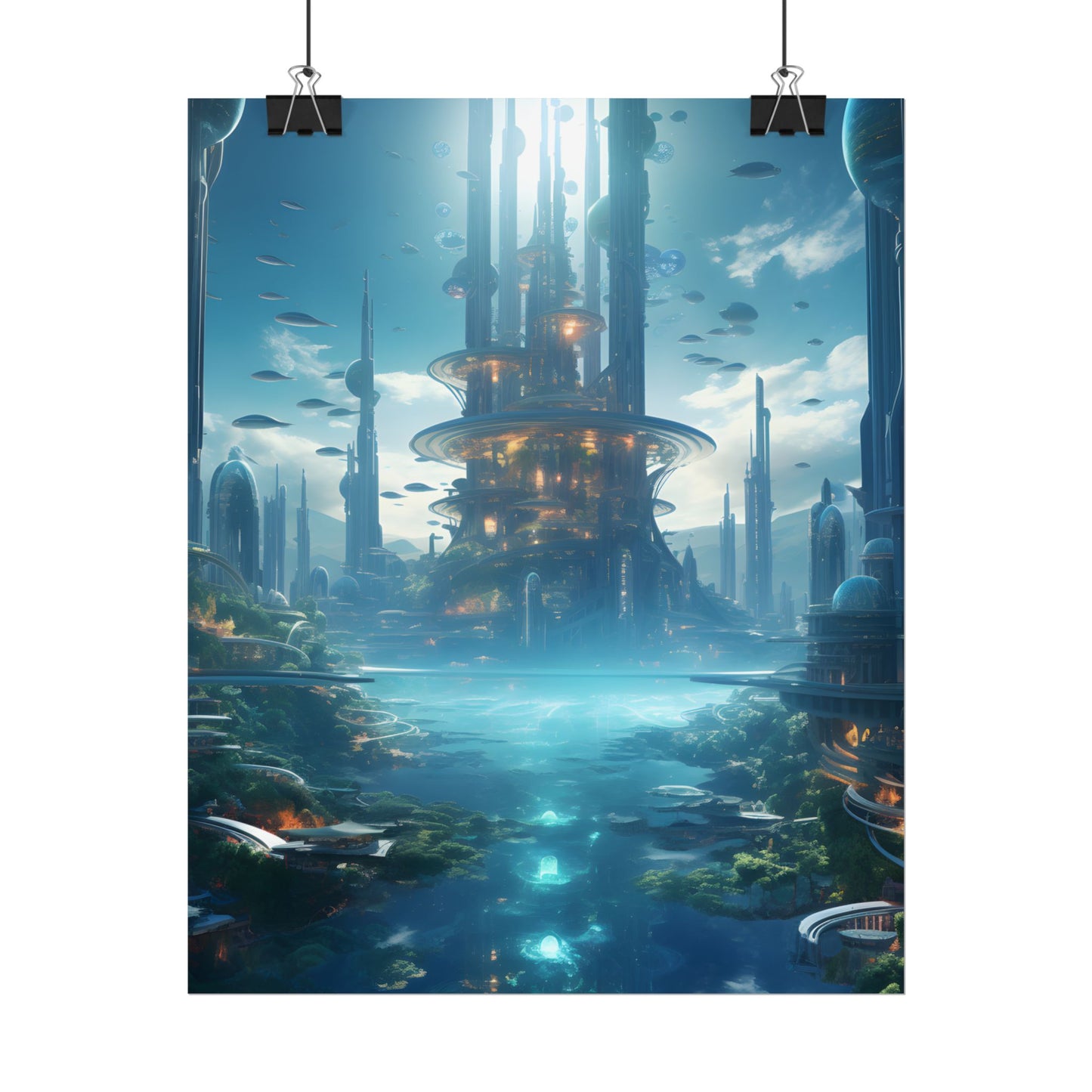 Underwater Futuristic City: Submerged Metropol Digital Artwork - Poster