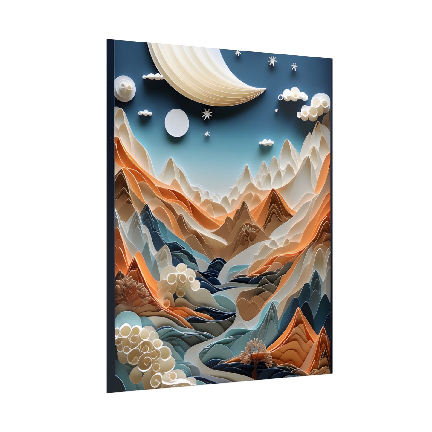 Vibrant European Quilled Landscape: Intricate Paper Art - Poster