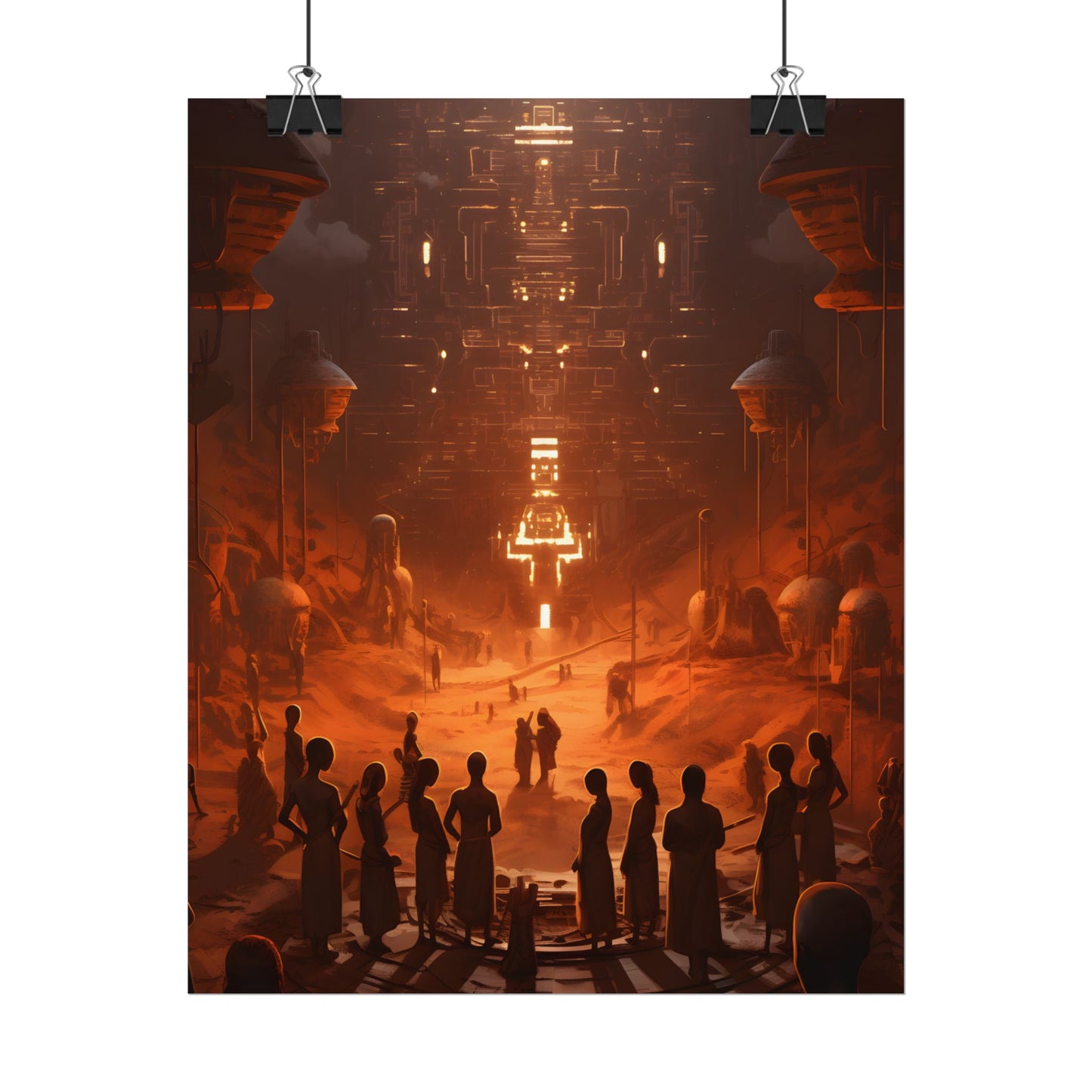 Vibrant Futuristic Tribal Gathering: Digital Art - Poster