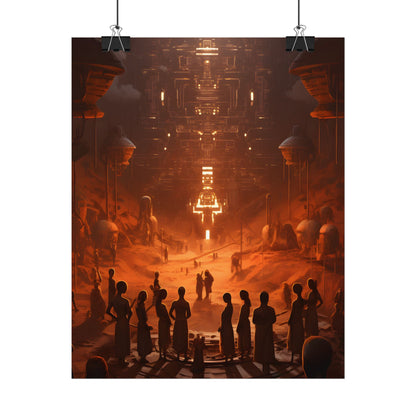 Vibrant Futuristic Tribal Gathering: Digital Art - Poster
