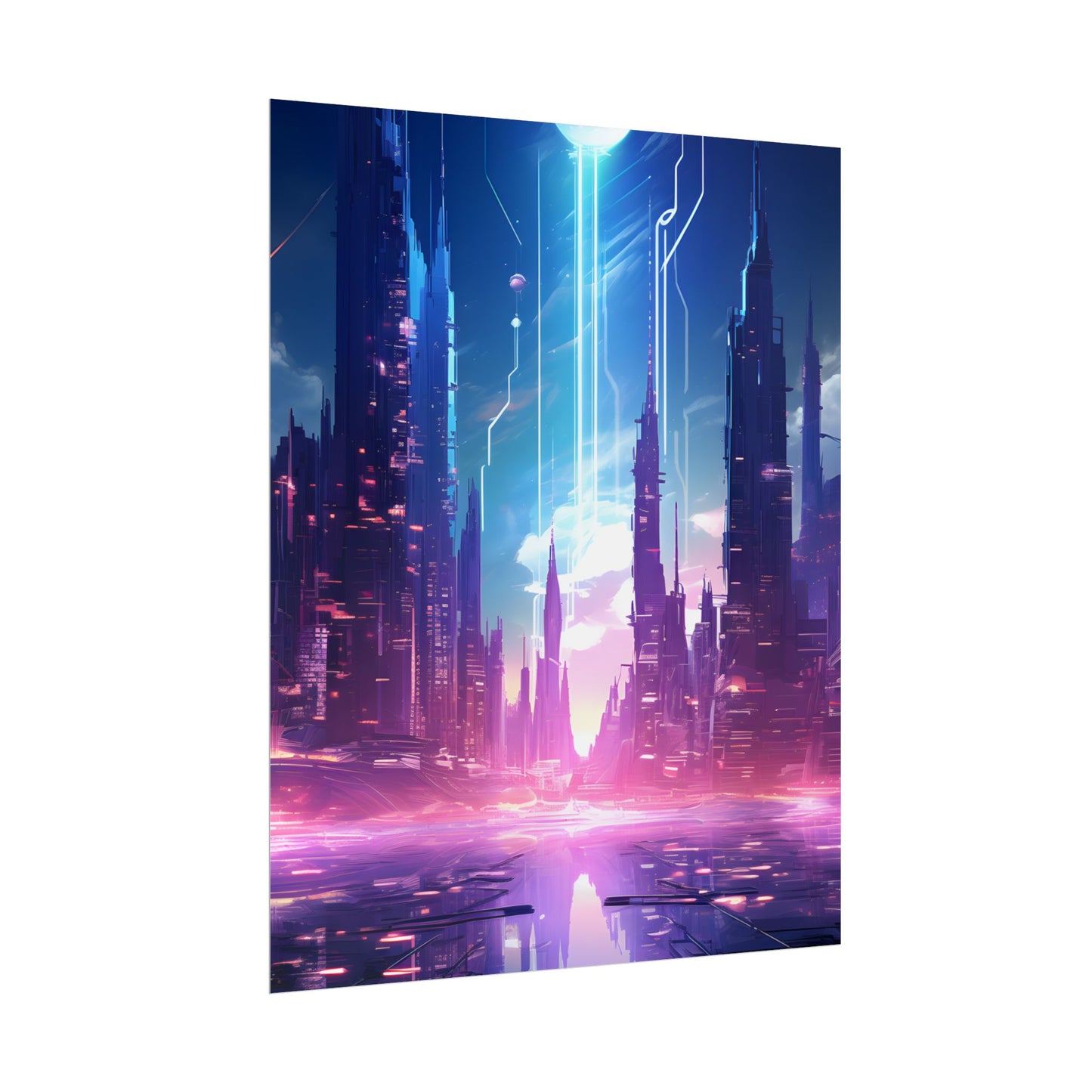 Futuristic Cityscape: Cyberpunk Dreams in a Dystopian World - Poster