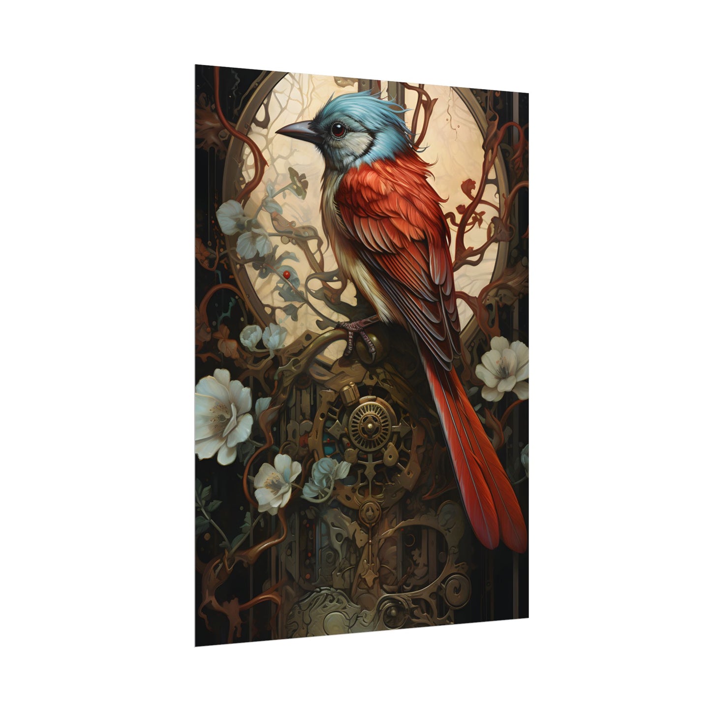 Mystical Songbird Guardian Amulet: Symbolic Artwork - Poster
