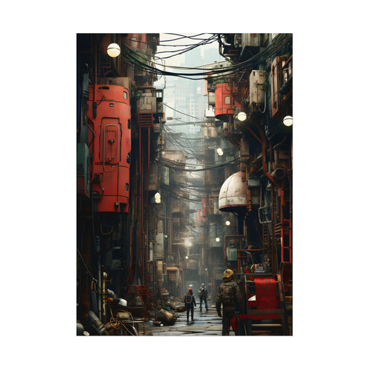 A New Era Unfolds: Post-Apocalyptic Steampunk Cityscape - Poster