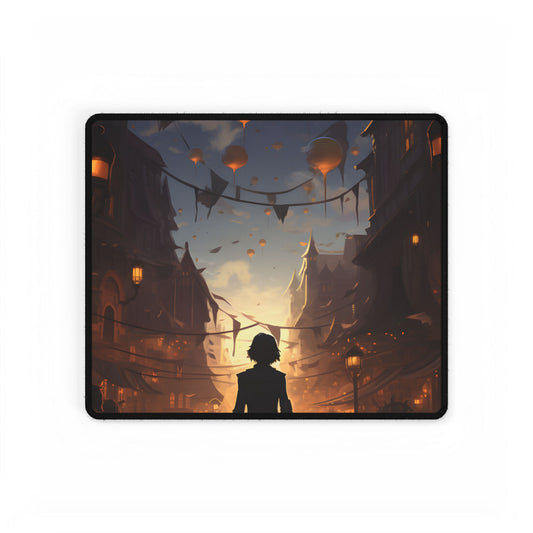 Simple Portrait: Person in White Shirt and Dark Pants - Desk Mat