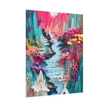 Japanese Paper Quilling Craft: Vibrant Landscape Art - Poster