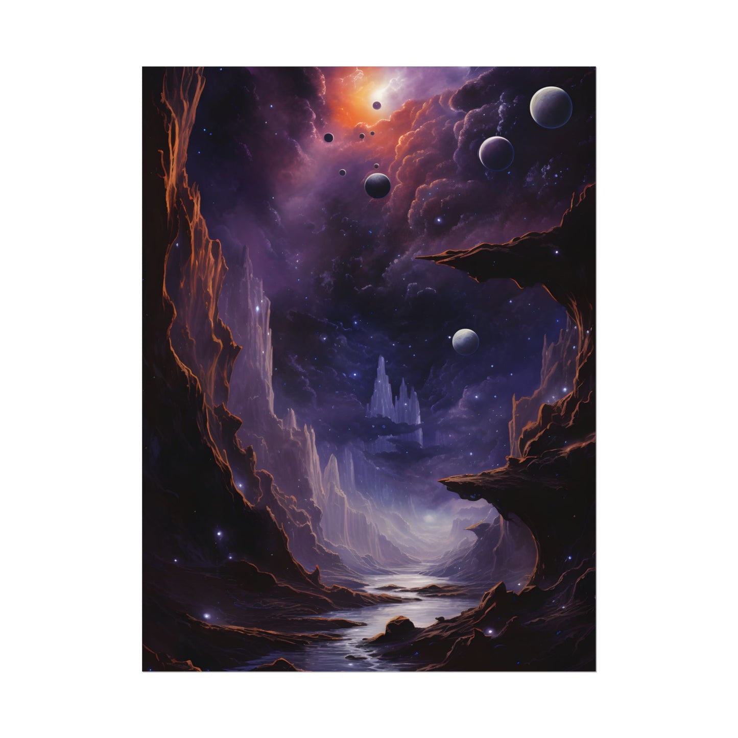 Black Hole Cosmic Odyssey: A Massive Planet's Journey Through Space - Poster