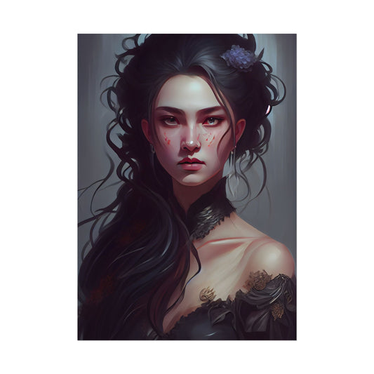 Astonishing Female Portrait: Dr. Black Hair Elegance - Poster