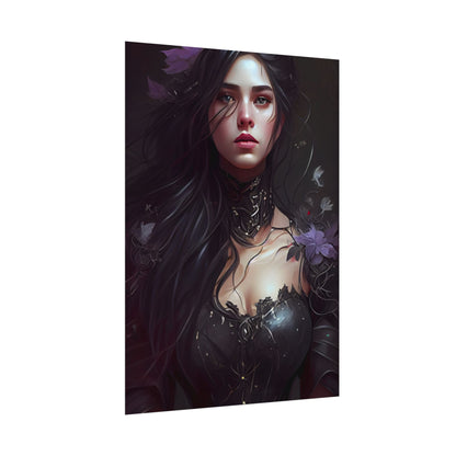 Striking Woman Portrait: Black Hair Artwork - Poster