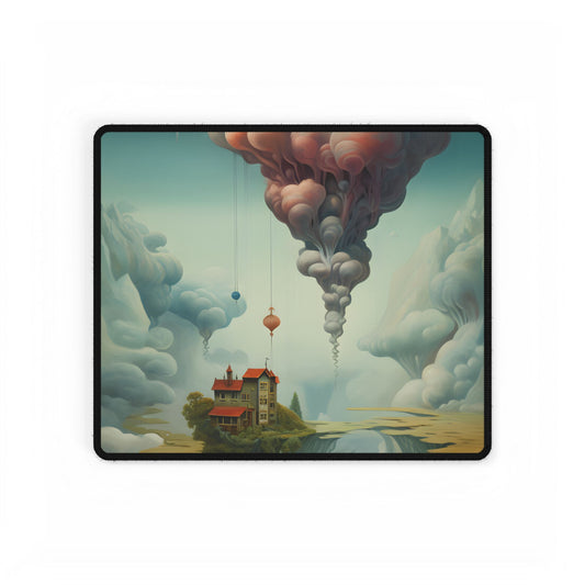 Surreal Dream World: Psychedelic Artistic Visions in a Fantastical Landscape - Desk Mat