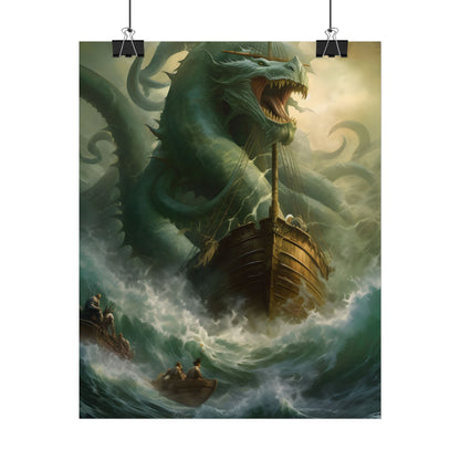 Ancient Mythical Sea Monsters: Prehistoric Marine Creature Art - Poster
