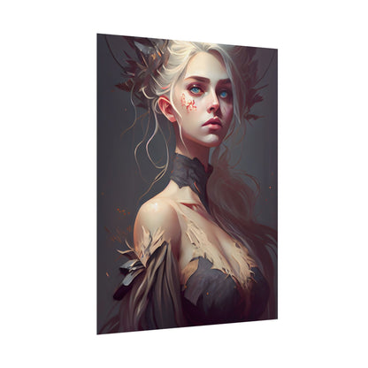 Elegant Blonde Portrait: Outdoor Woman in Dress - Poster