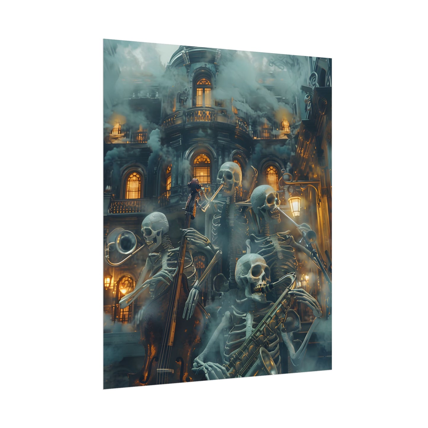 Victorian Lowbrow Skeleton Jazz Band: Dark Artwork - Poster
