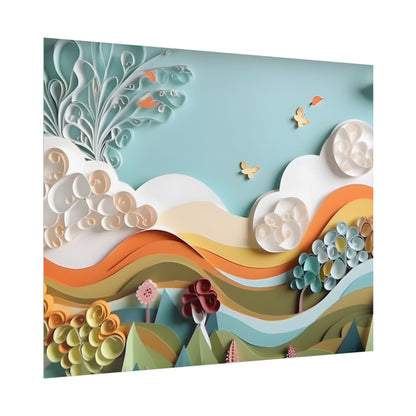 Peaceful Beach Serenade: Paper Quilling Art - Poster