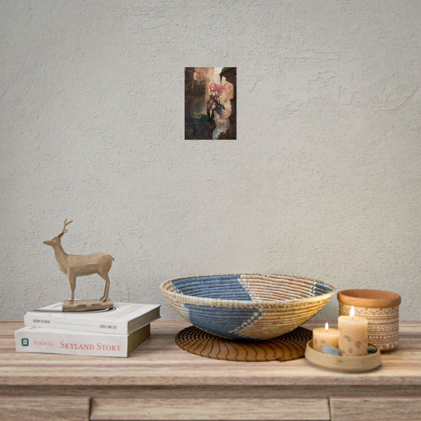 Dramatic Birds Eye View: Anime-Style Bird in Flight - Poster