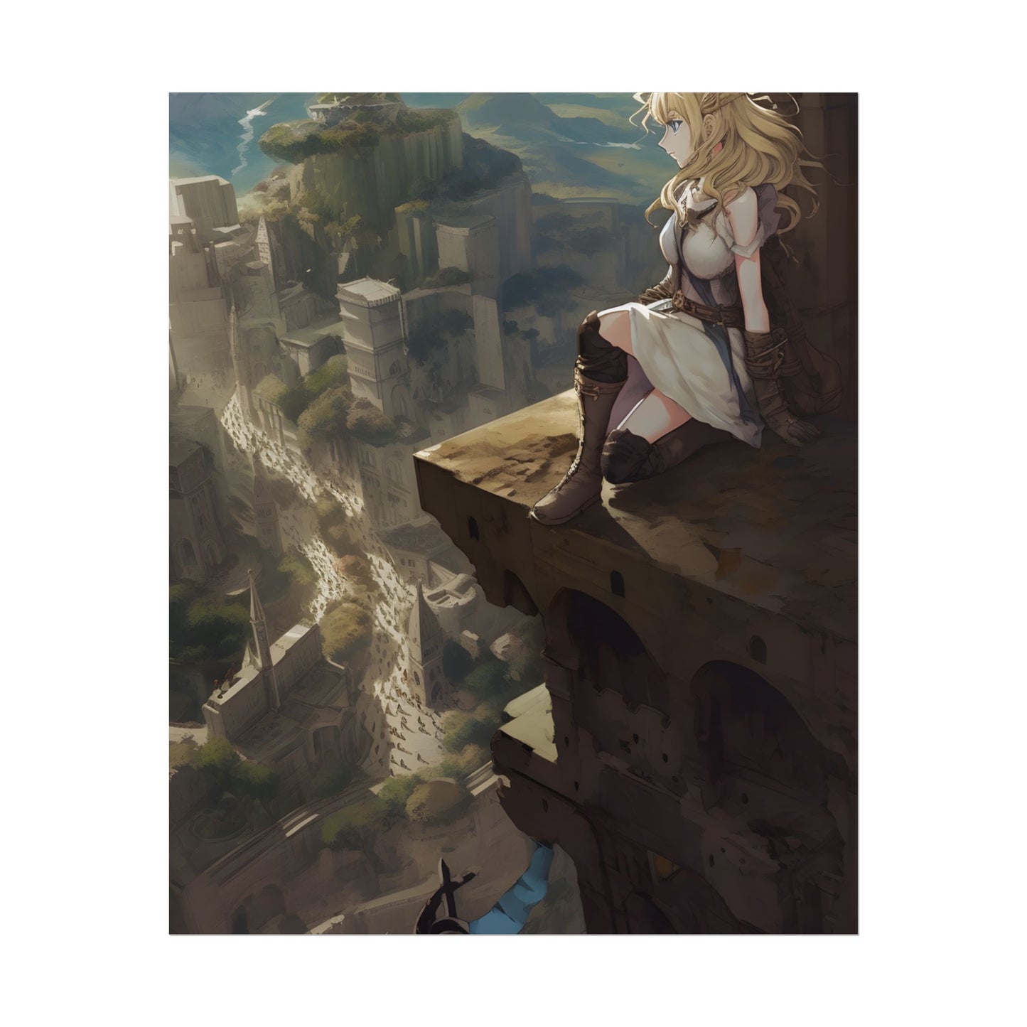 Dramatic Anime Female Portrait: Exclusive Artwork - Poster