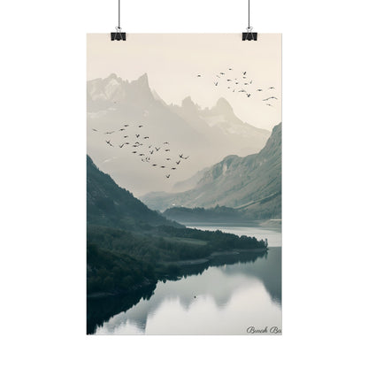 Serene Mountain Lake: A Peaceful Nature Artwork - Poster