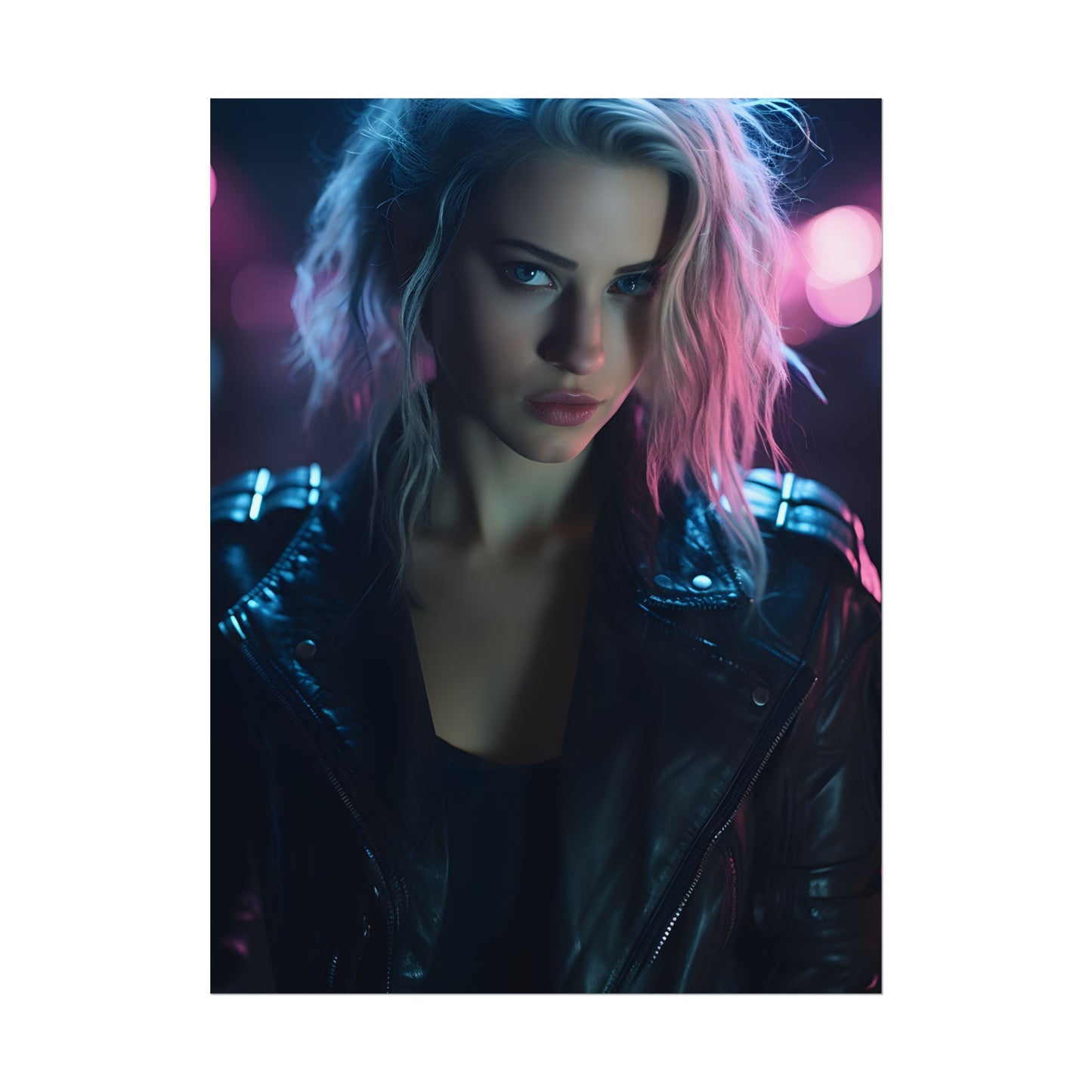 Cyberpunk Teen: Moody Expression Digital Art - Poster