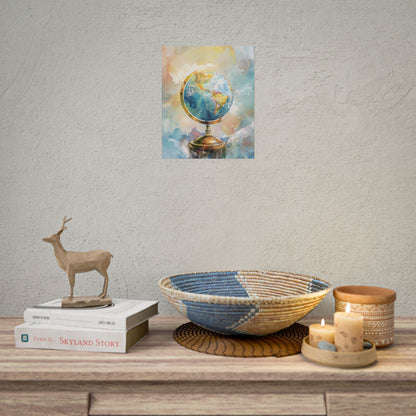 Vintage-Style Globe: World Map with Iconic Features - Poster