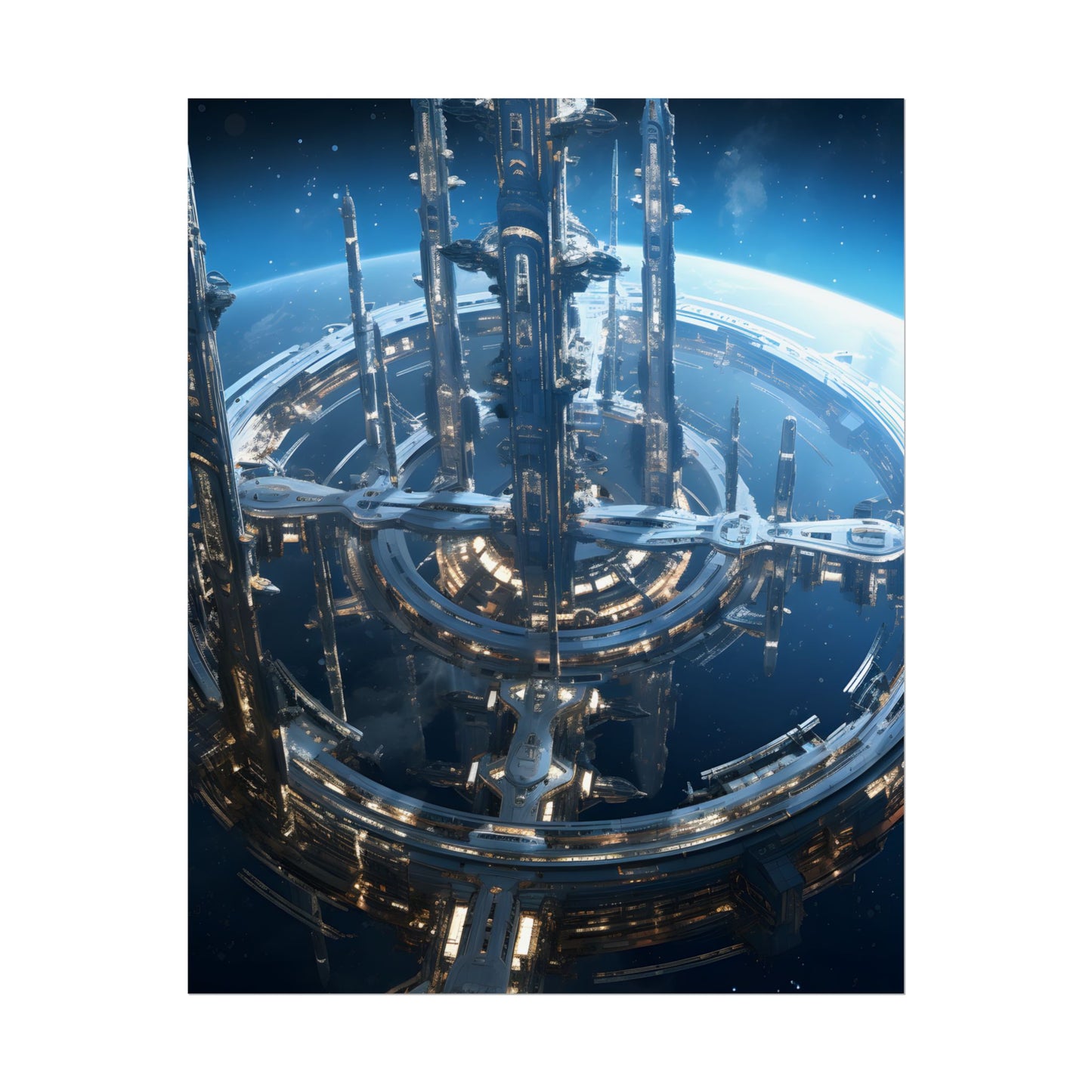 Futuristic Space Station: Aetherial Hub - Poster
